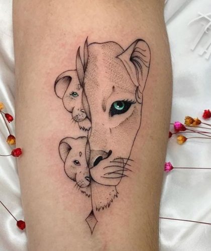 19 Lion Tattoo with Cubs: Celebrate Family and Love