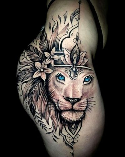 Lion Tattoo with Blue Eyes: 20 Enchanting and Mesmerizing Designs