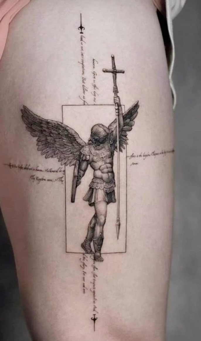 28 Archangel Michael Tattoo Designs for Men and Women   Realism, Sleeve, and Geometric Ideas