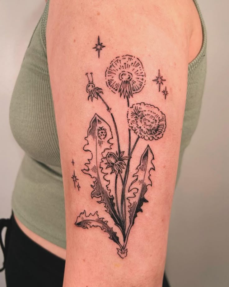 Dandelion Tattoo 24 Ideas with Fine Line, Fairy Blowing, Tiny Black and White Designs
