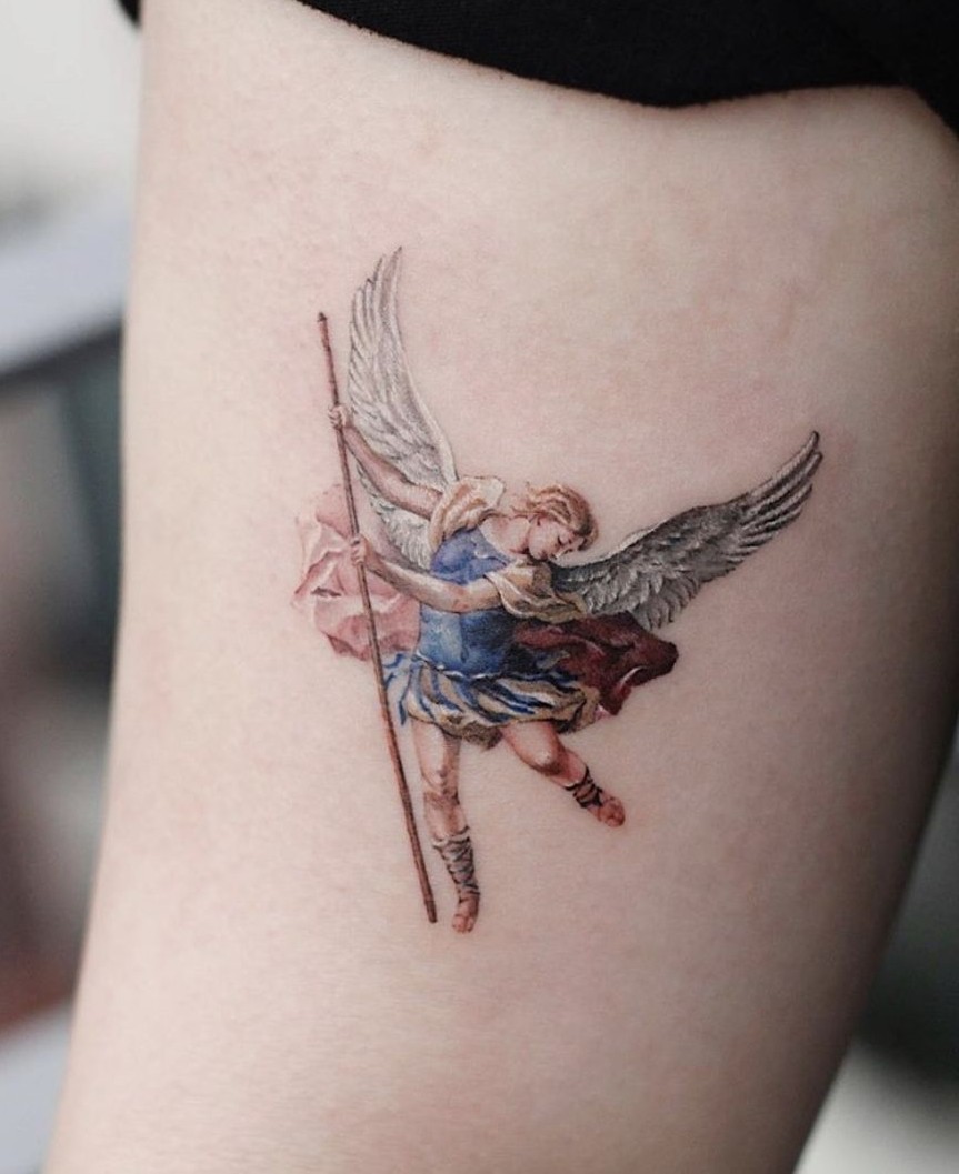 29 Powerful St Michael Tattoo Designs for Men and Women   Forearm, Sleeve, Geometric, Traditional