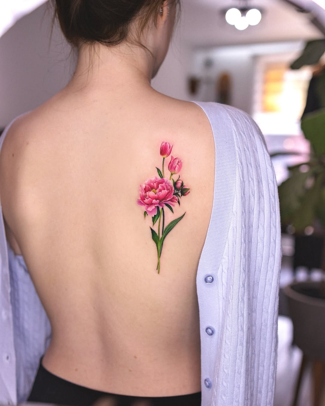 27 November Birth Flower Tattoo Ideas Featuring Chrysanthemums, Peony, Fine Line Designs