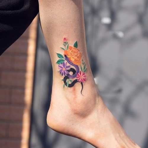 10 Snake Tattoos around Ankle Designs