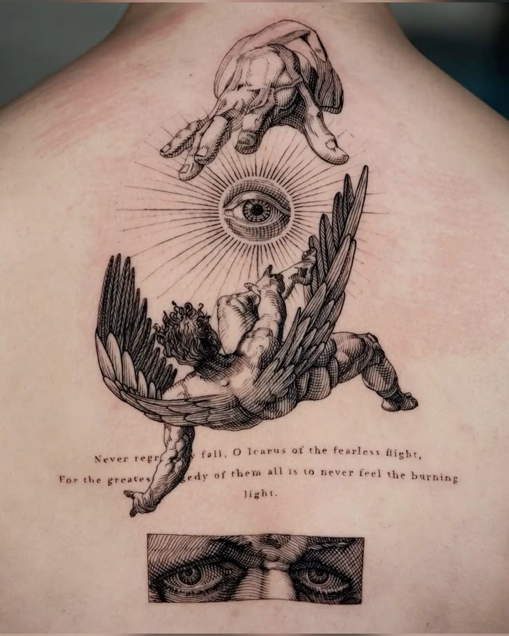 27 Powerful Icarus Tattoo Ideas for : From Bold Falls to Mythic Flight in Realism, Color, Line Art