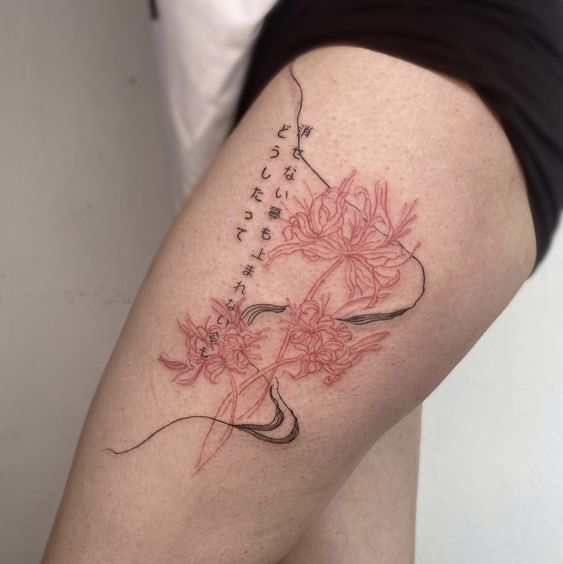 Spider Lily Tattoo 30 Ideas with Traditional Japanese Design, Arm Sleeve, Abstract Meaning