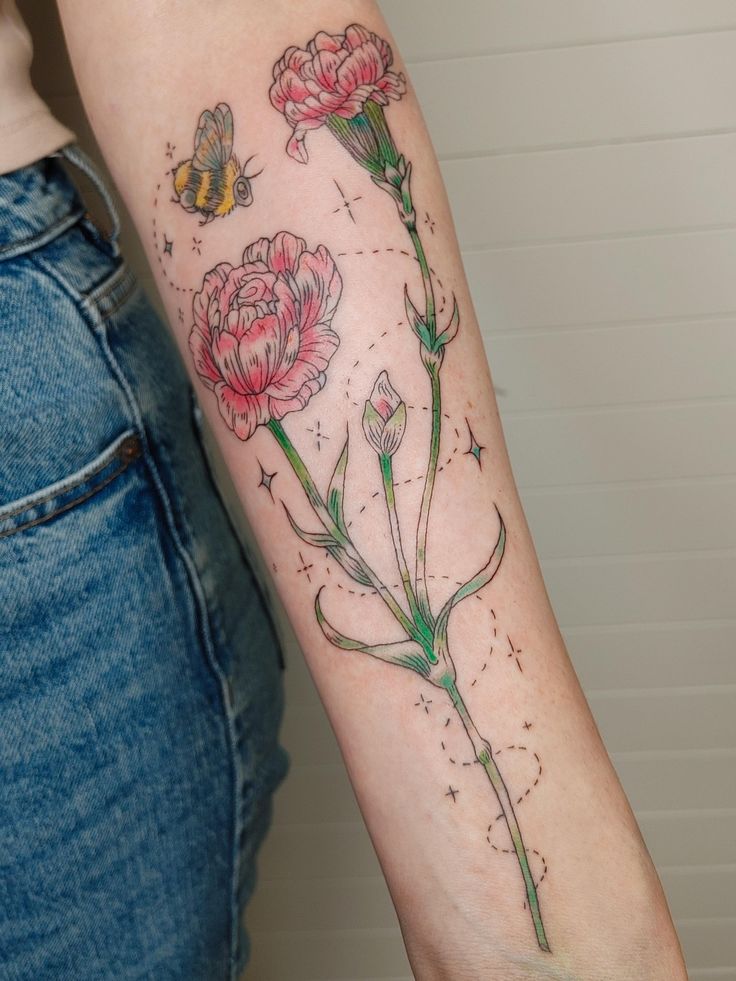 25 Carnation Tattoo Ideas : Traditional Designs for Women, Shoulder, Sleeve, Ankle & More