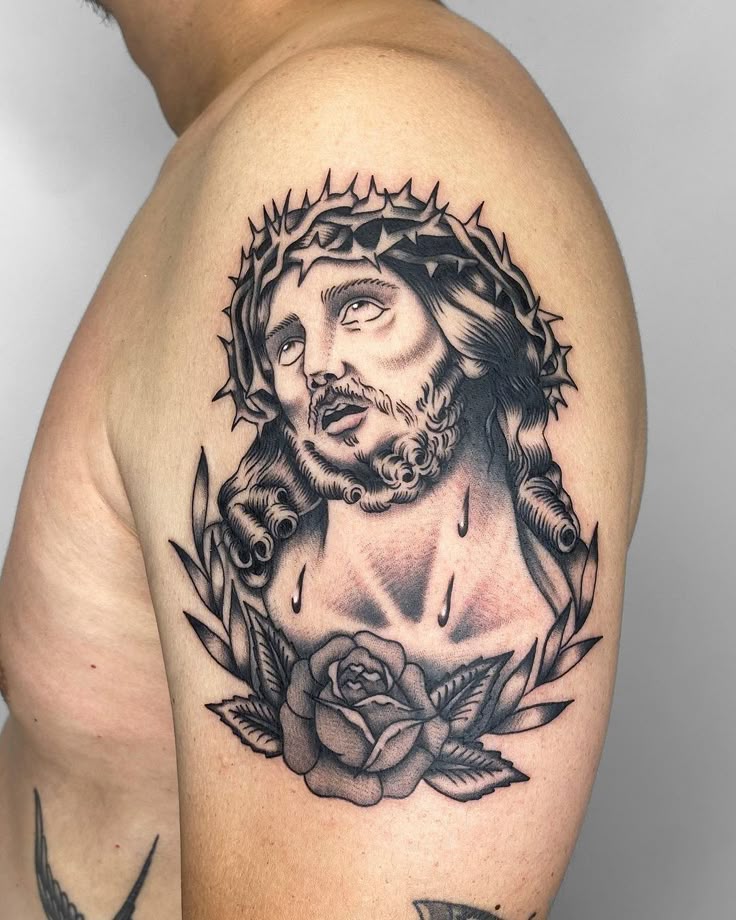 25 Jesus Tattoo Ideas : Sacred Heart, Virgin Mary, Fine Line, Sleeve for Women, Back, Forearm