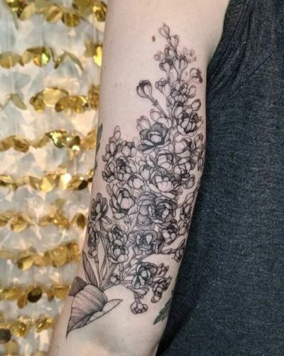 Elegant Lilac Tattoo Black and White 15 Ideas for : Embrace Minimalist Floral Art