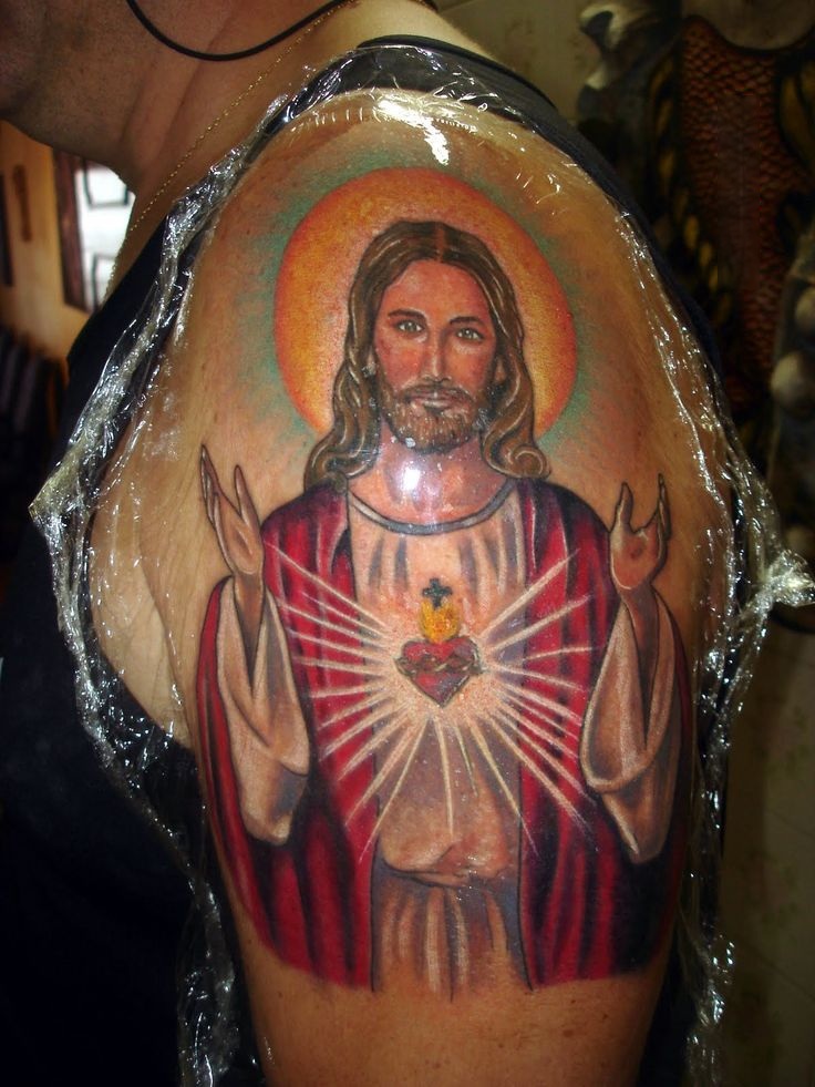 25 Jesus Tattoo Ideas : Sacred Heart, Virgin Mary, Fine Line, Sleeve for Women, Back, Forearm