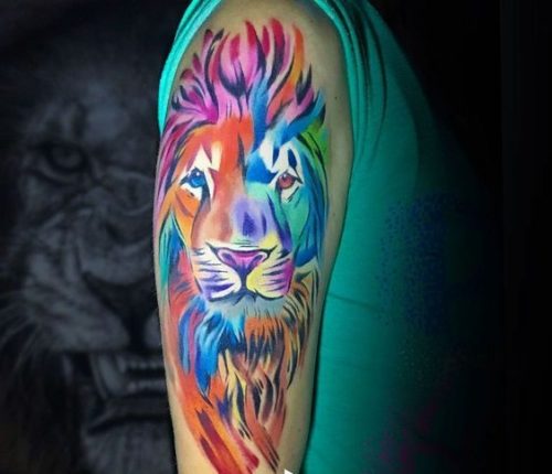 Vibrant and Striking: 19 Lion Tattoo with Color Ideas