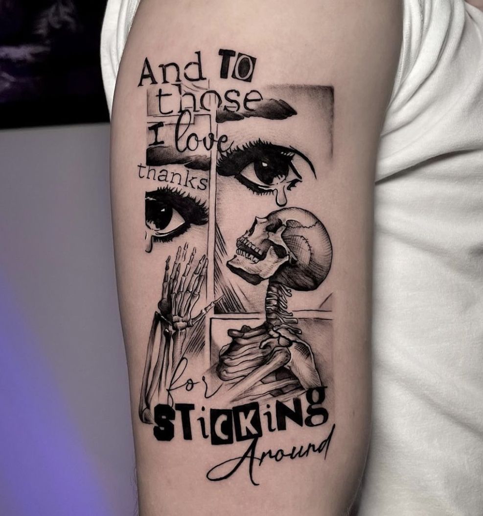 25 G59 Tattoos : Skull, Skeleton Hand, Barbed Wire, Ruby, $B, Lyrics, Stencil Tattoo Ideas