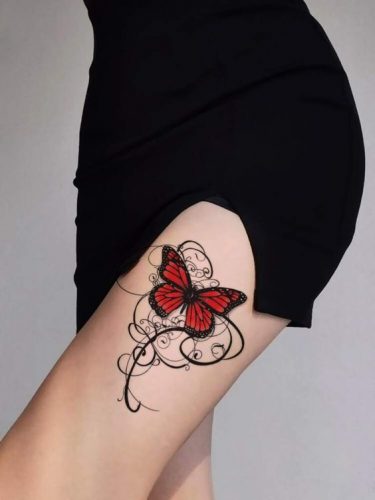 Stunning Butterfly Tattoo Thigh Designs for Women & Men – Ideas from Simple to Large