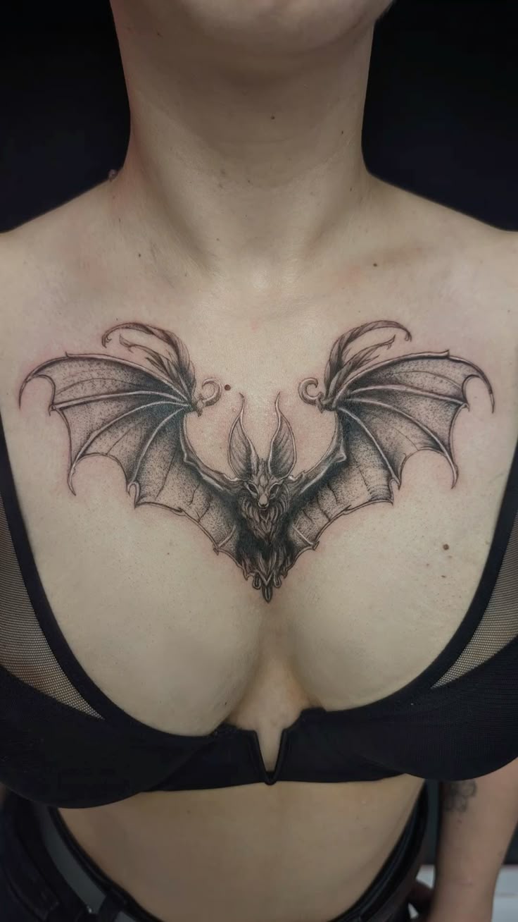 Bat Tattoo 25 Ideas in A Collection of Stencil, Gothic, Old School, and Simple Arm and Chest Tattoos