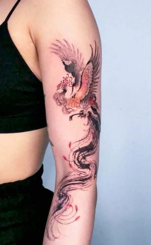 27 Majestic Phoenix Color Tattoo Designs