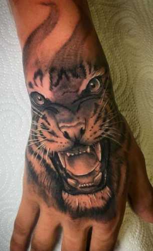 25 Tiger Tattoo on Hand Ideas
