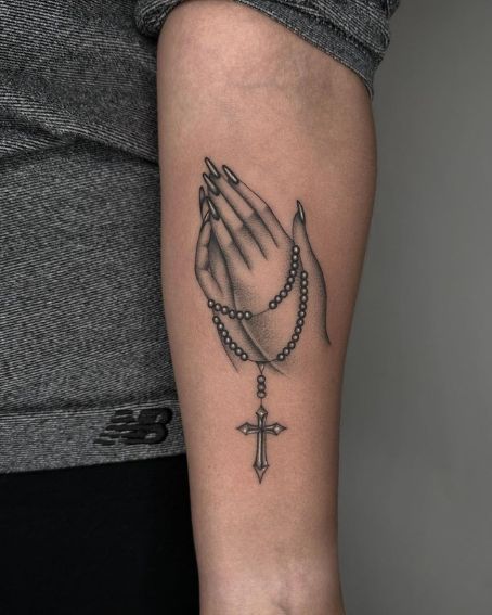 Praying Hands Tattoo Ideas : Rosary, Realism, Shoulder, Chest, Neck, Back and More