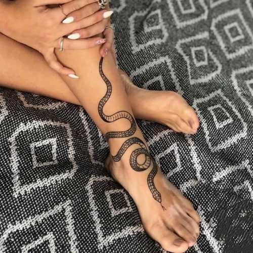 10 Snake Tattoos around Ankle Designs