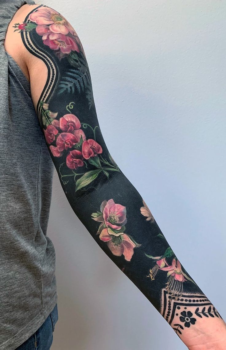 Discover Bold Blackout Tattoo Ideas : Full Sleeve, Geometric, Abstract, with White Ink