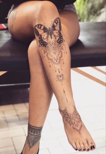 Under Knee Tattoos for Women 17 ideas