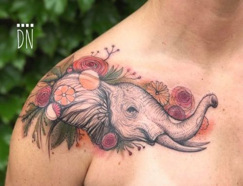 19 Elephant Tattoo Ideas with Flowers