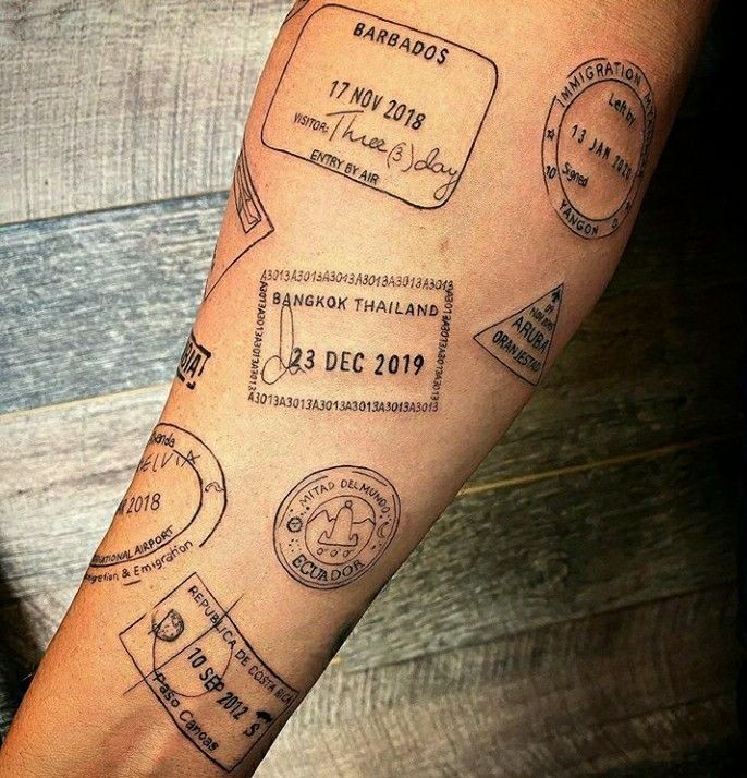 30 Unique Stamp Tattoo Ideas with Travel, Floral, Vintage, Fine Line, and Matching Postage Designs