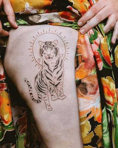 25 Tiger Tattoo on Thigh Ideas