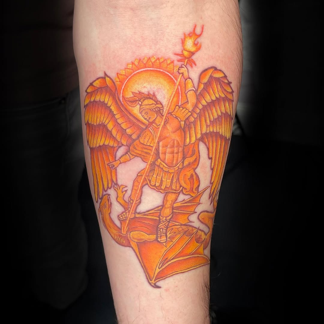 29 Powerful St Michael Tattoo Designs for Men and Women   Forearm, Sleeve, Geometric, Traditional