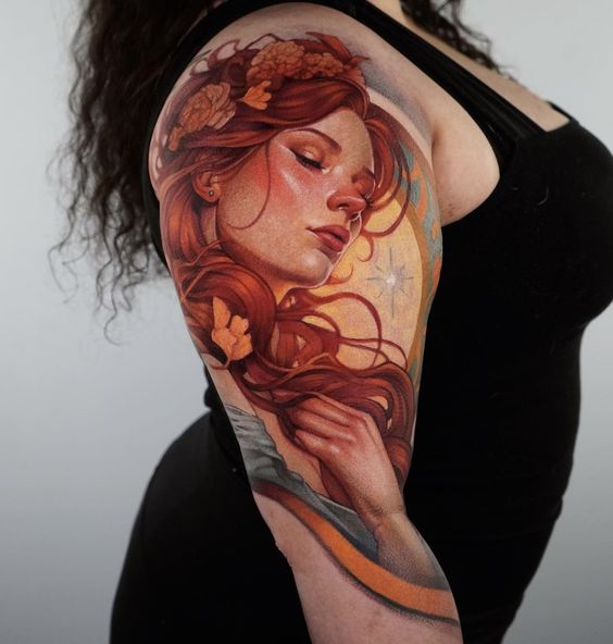 20 Ideas for Portrait Tattoos for Women in : Stunning Designs for Face, Back, and Shoulder