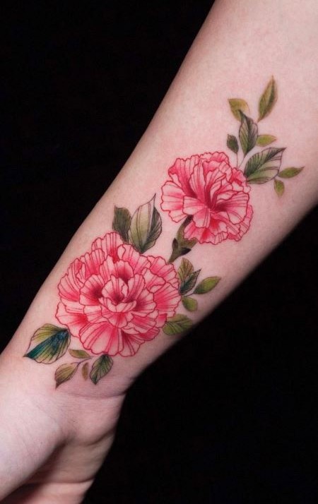 25 Carnation Tattoo Ideas : Traditional Designs for Women, Shoulder, Sleeve, Ankle & More