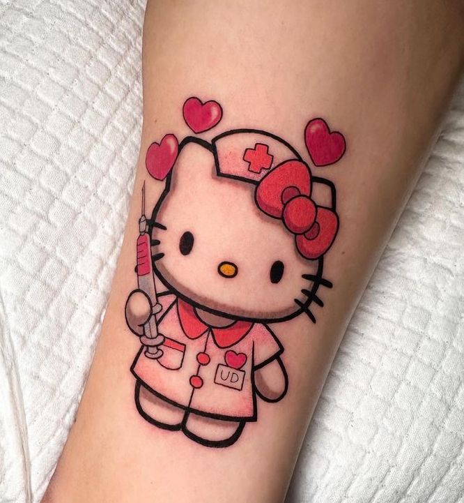 Hello Kitty Tattoo 29 Ideas for Women, Men & Couples Sleeve, Fine Line, Y2K, Cien Pies & More