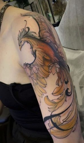 27 Majestic Phoenix Color Tattoo Designs