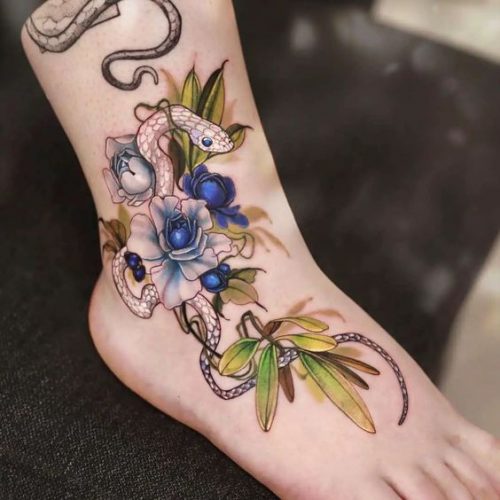 10 Snake Tattoos around Ankle Designs