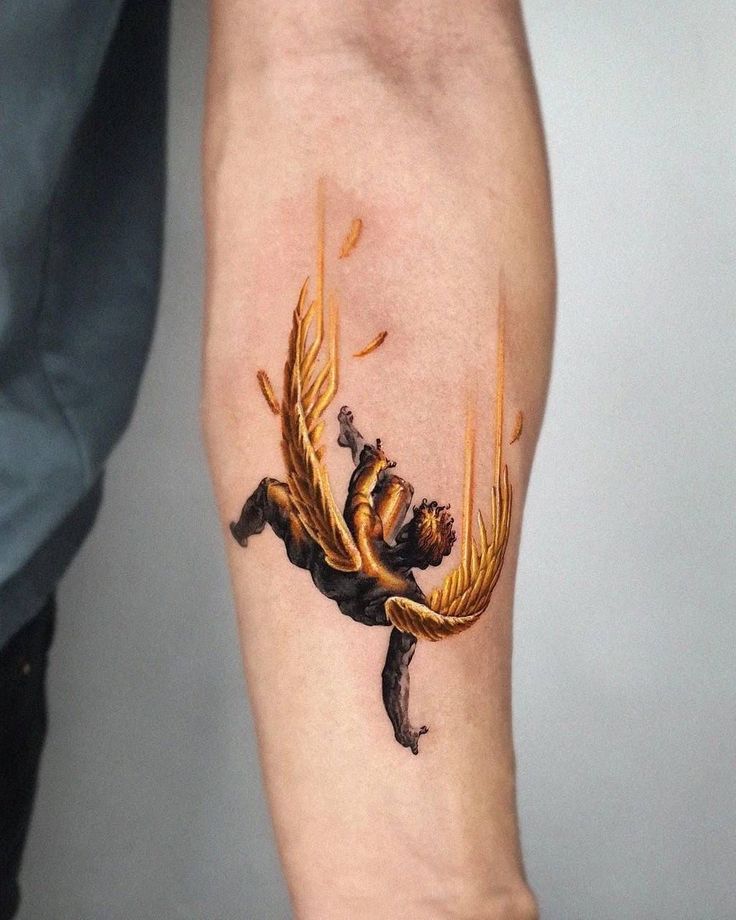 27 Powerful Icarus Tattoo Ideas for : From Bold Falls to Mythic Flight in Realism, Color, Line Art