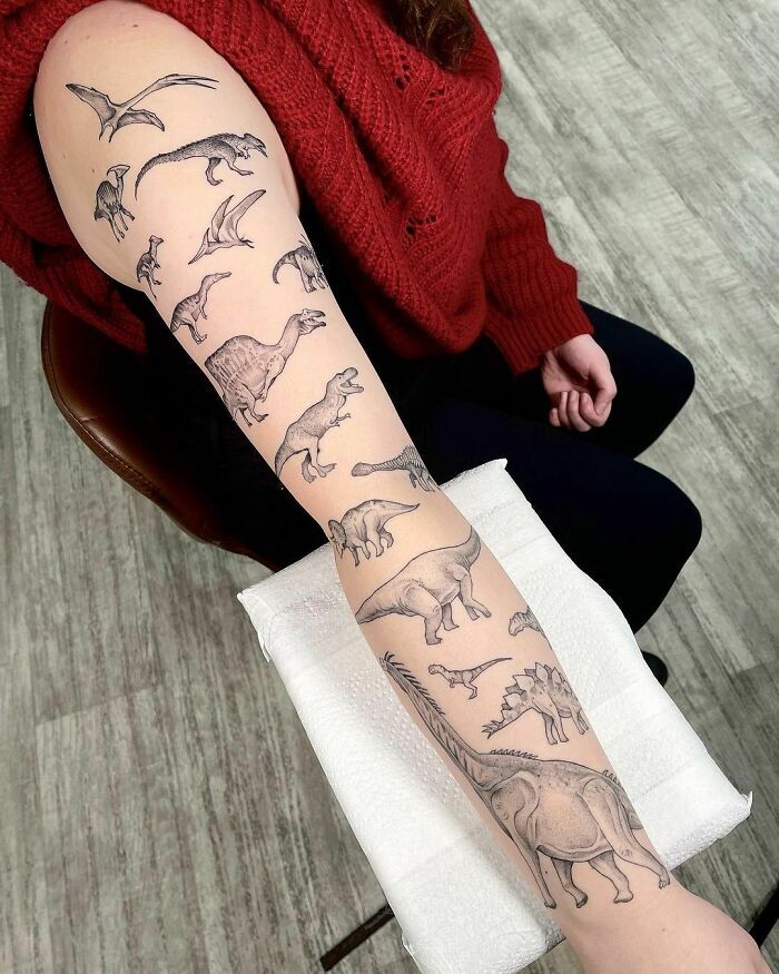 29 Dinosaur Tattoo Ideas Cute, Sleeve, Realistic, Fine Line, Flash, Neo Traditional, And More