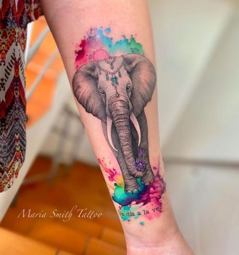 19 Elephant Tattoo Ideas with Flowers