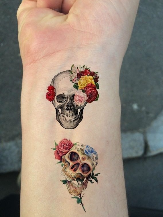 27 Sugar Skull Tattoo Designs for Women and Men Color, Black & White, Tiny