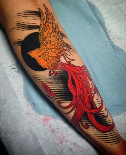 27 Majestic Phoenix Color Tattoo Designs