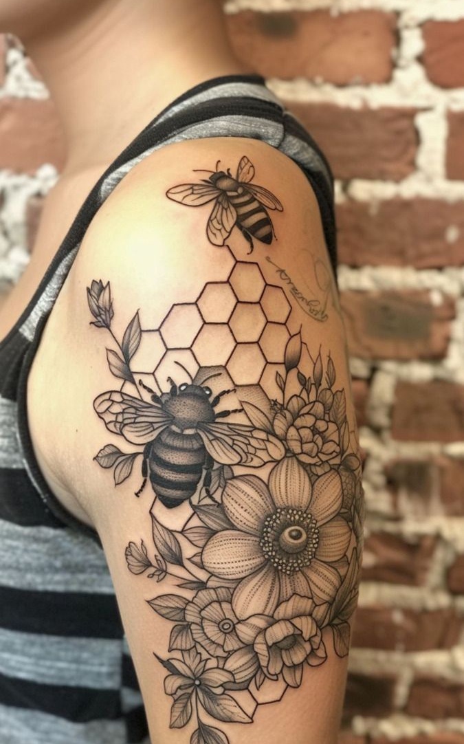 27 Bee Tattoo Ideas for Women & Men: Meaningful Designs from Minimalist & Geometric Styles