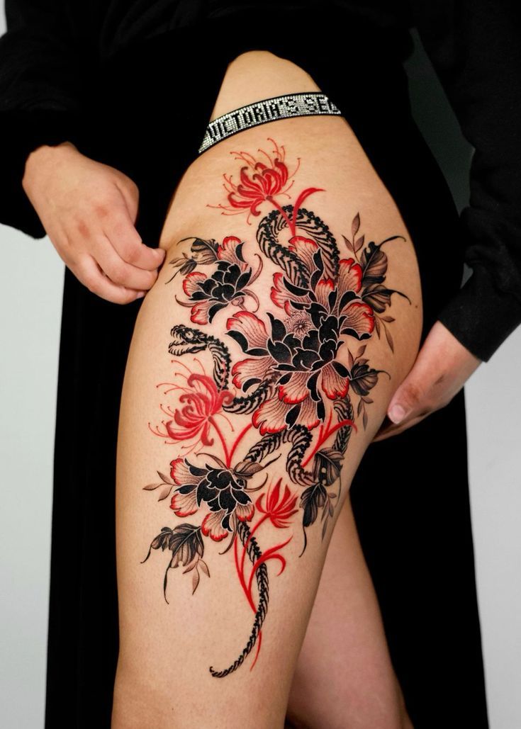 Spider Lily Tattoo 30 Ideas with Traditional Japanese Design, Arm Sleeve, Abstract Meaning