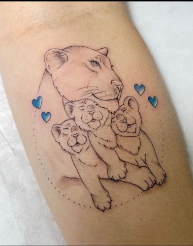 19 Lion Tattoo with Cubs: Celebrate Family and Love
