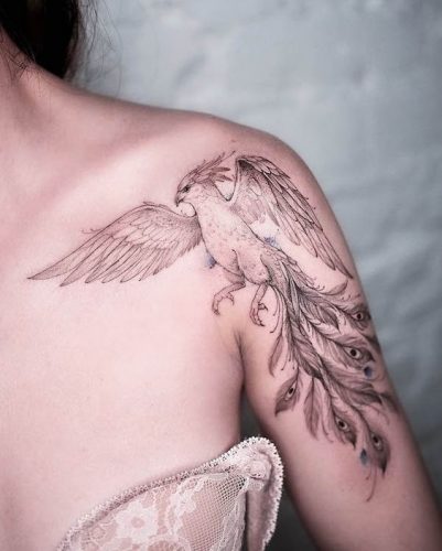 27 Majestic Phoenix Color Tattoo Designs