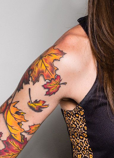 27 Leaf Tattoos Designs for Guys & Girls Fine line, Sleeve, Under breast & Autumn ink Concepts