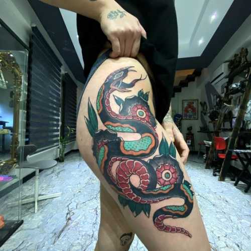 25 Ideas Embracing Color in Snake Tattoo Designs