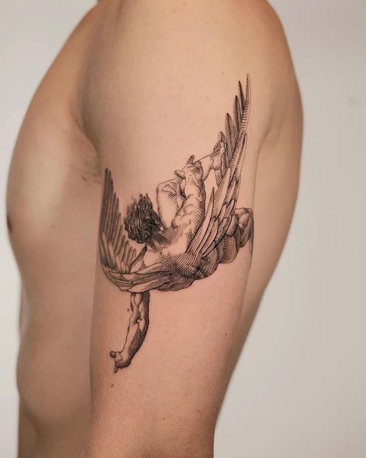 27 Powerful Icarus Tattoo Ideas for : From Bold Falls to Mythic Flight in Realism, Color, Line Art