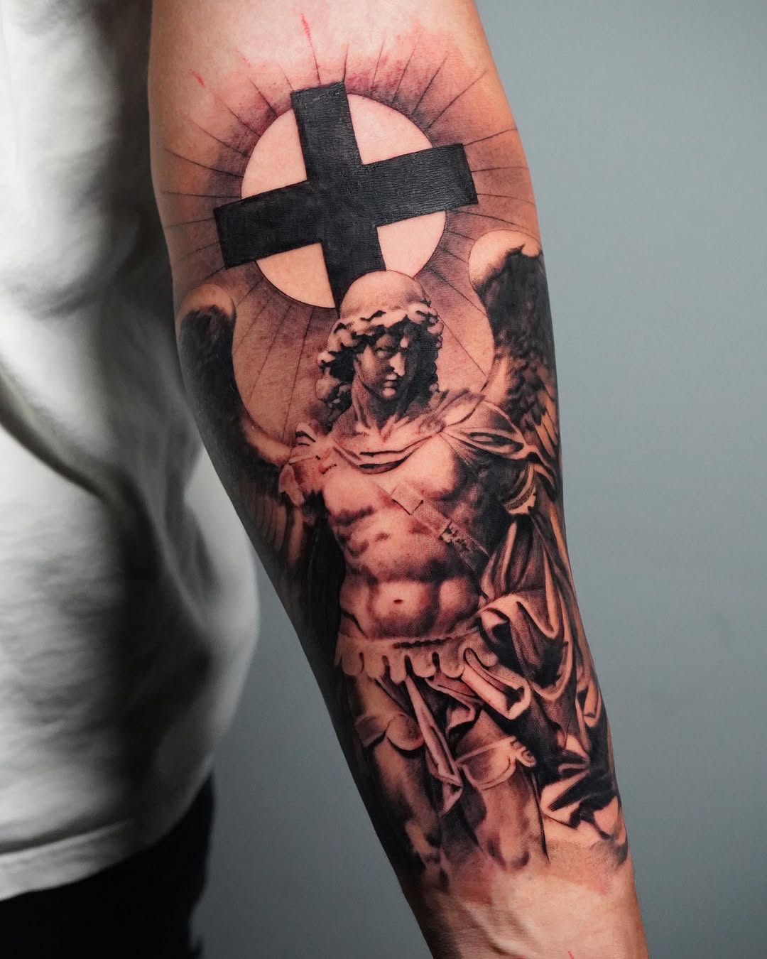 29 Powerful St Michael Tattoo Designs for Men and Women   Forearm, Sleeve, Geometric, Traditional