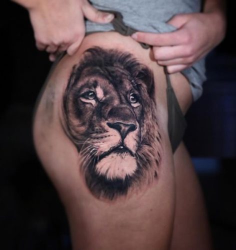 Thigh Lion Tattoo: 23 Majestic and Alluring Designs