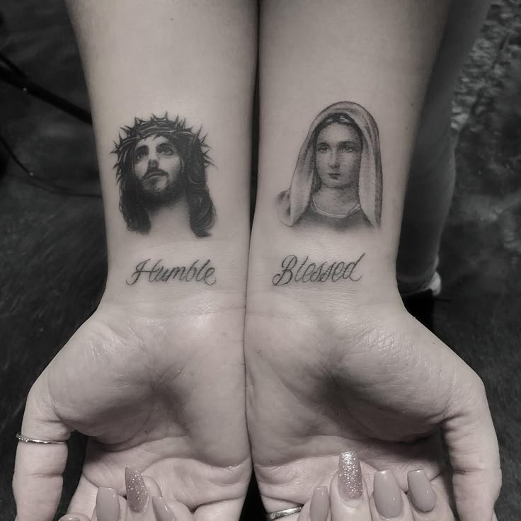 25 Jesus Tattoo Ideas : Sacred Heart, Virgin Mary, Fine Line, Sleeve for Women, Back, Forearm