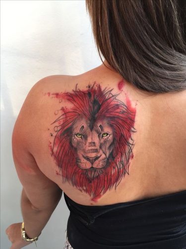 Vibrant and Striking: 19 Lion Tattoo with Color Ideas
