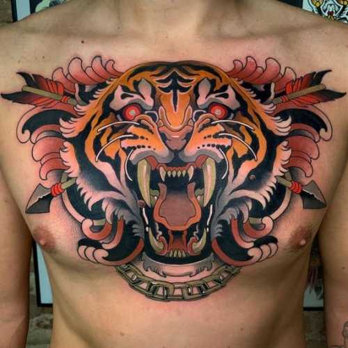 27 Chest Tiger Tattoo Ideas