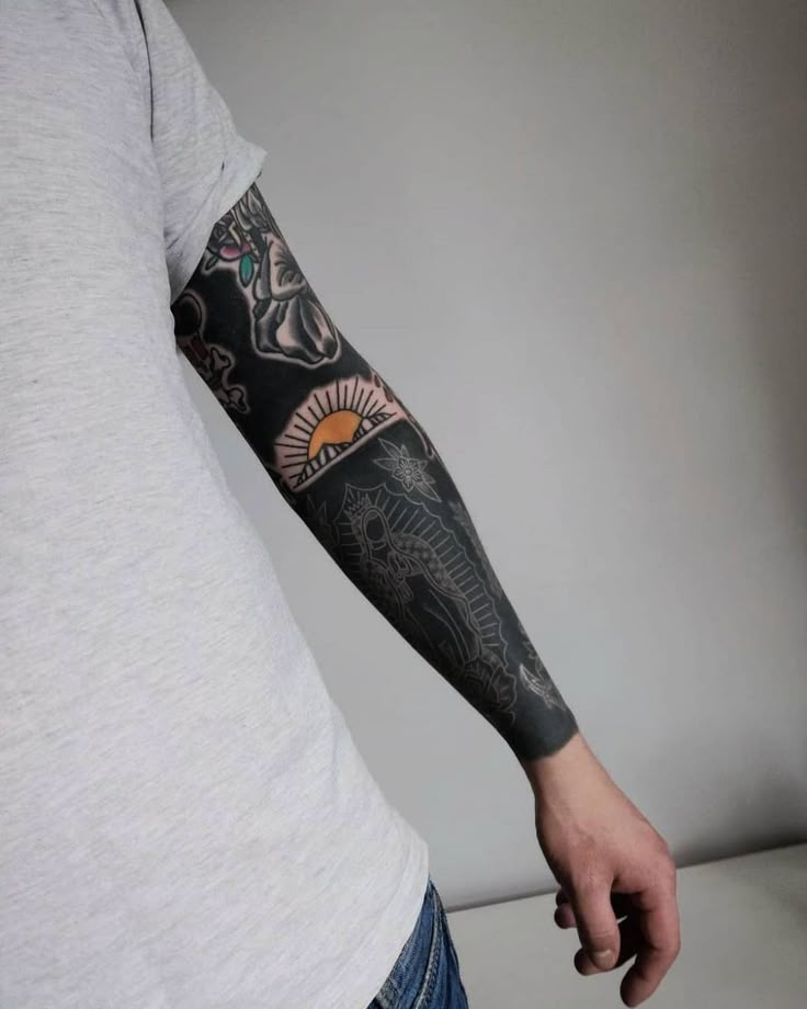 Discover Bold Blackout Tattoo Ideas : Full Sleeve, Geometric, Abstract, with White Ink